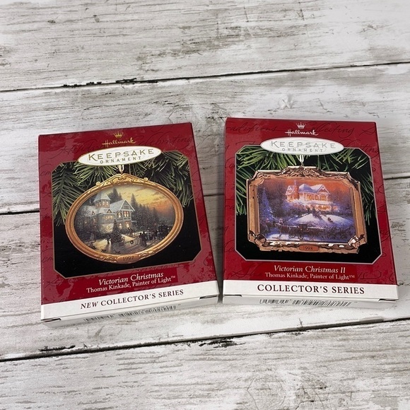 HALLMARK THOMAS KINKADE SET OF 2 Victorian ornaments - Picture 1 of 6